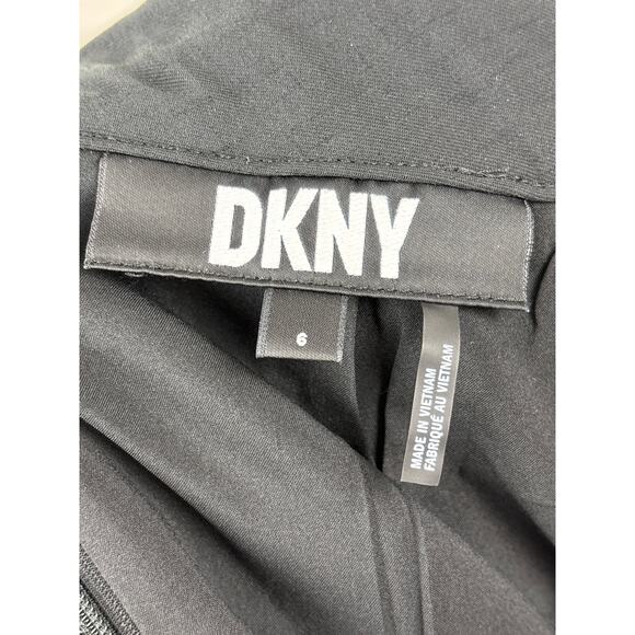DKNY Womens 6 black Nikki Beach skirt lined pencil midi knee skirt tie front new - Picture 6 of 8
